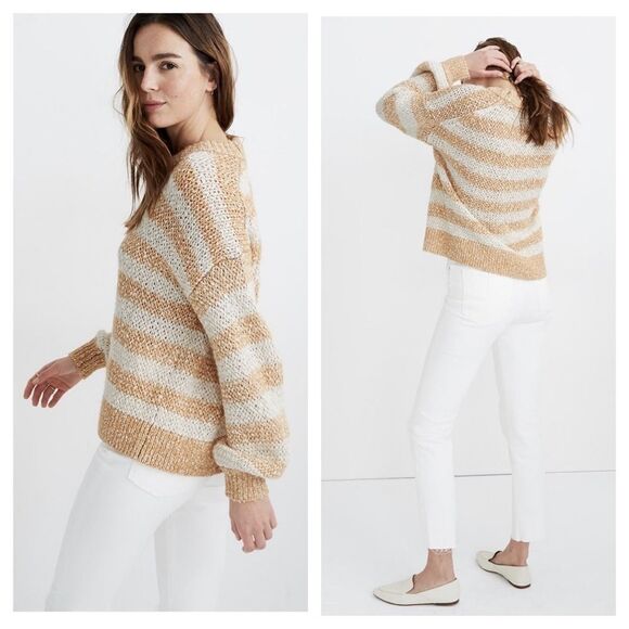 Madewell Baez Wool Alpaca Pullover Stripe Sweater - Picture 1 of 8